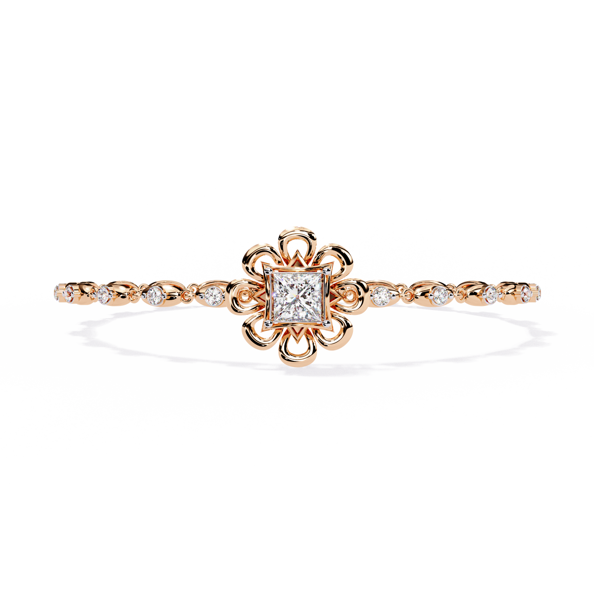 2.11Ct Princess And Round Cut Antique Classic Flower Shape Women Diamond Tennis Bracelet Annivrasry Gift For Her - HIGHCARAT DIAMONDS