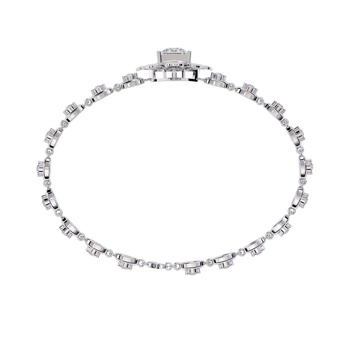 2.11Ct Princess And Round Cut Antique Classic Flower Shape Women Diamond Tennis Bracelet Annivrasry Gift For Her - HIGHCARAT DIAMONDS