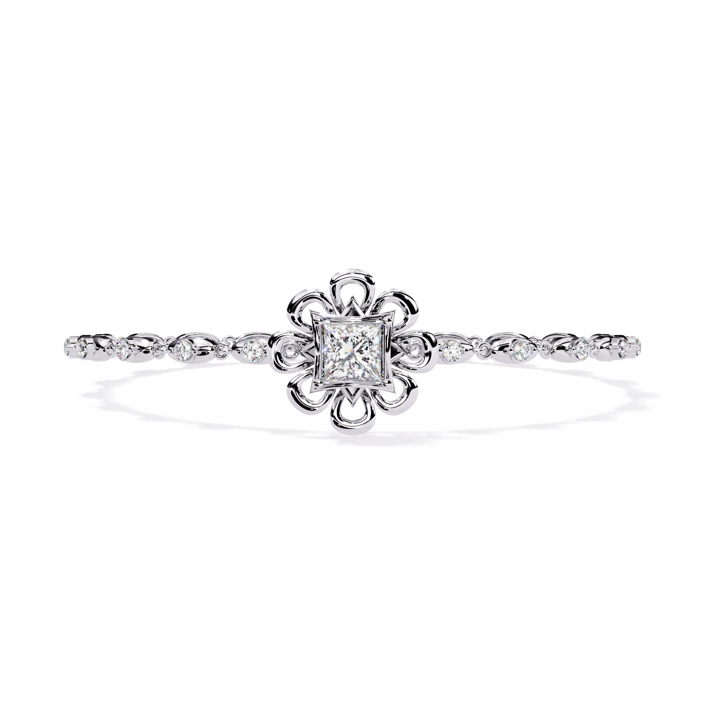 2.11Ct Princess And Round Cut Antique Classic Flower Shape Women Diamond Tennis Bracelet Annivrasry Gift For Her - HIGHCARAT DIAMONDS
