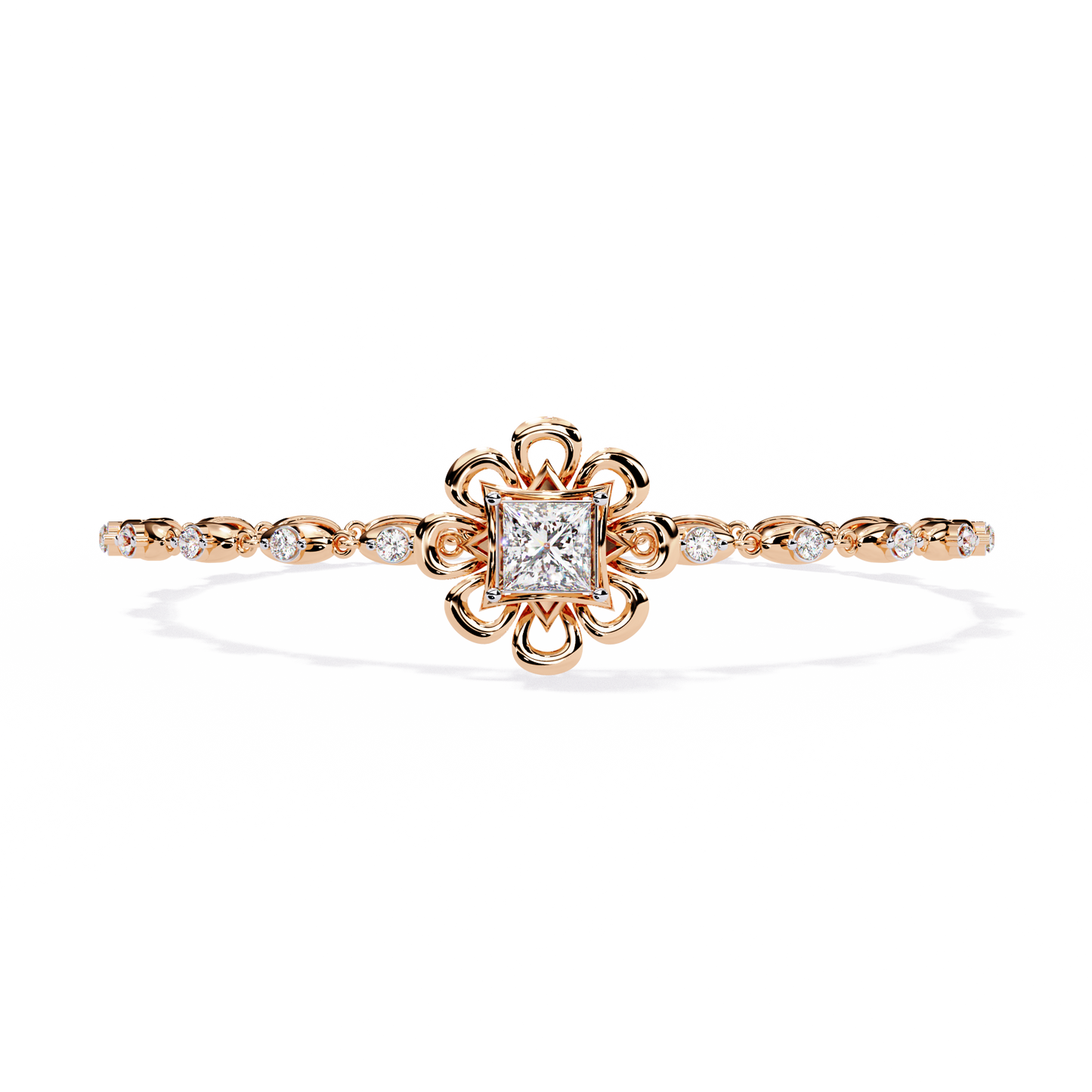 2.11Ct Princess And Round Cut Antique Classic Flower Shape Women Diamond Tennis Bracelet Annivrasry Gift For Her - HIGHCARAT DIAMONDS