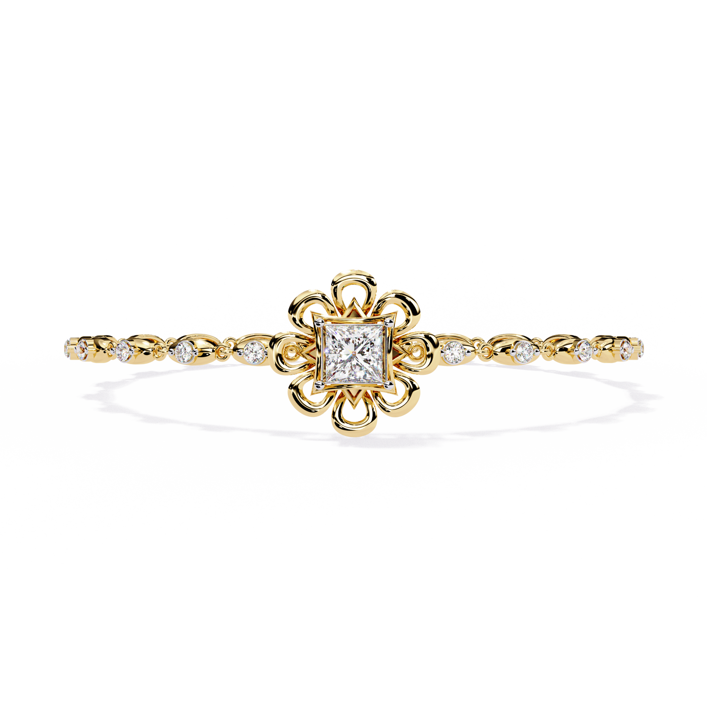 2.11Ct Princess And Round Cut Antique Classic Flower Shape Women Diamond Tennis Bracelet Annivrasry Gift For Her - HIGHCARAT DIAMONDS