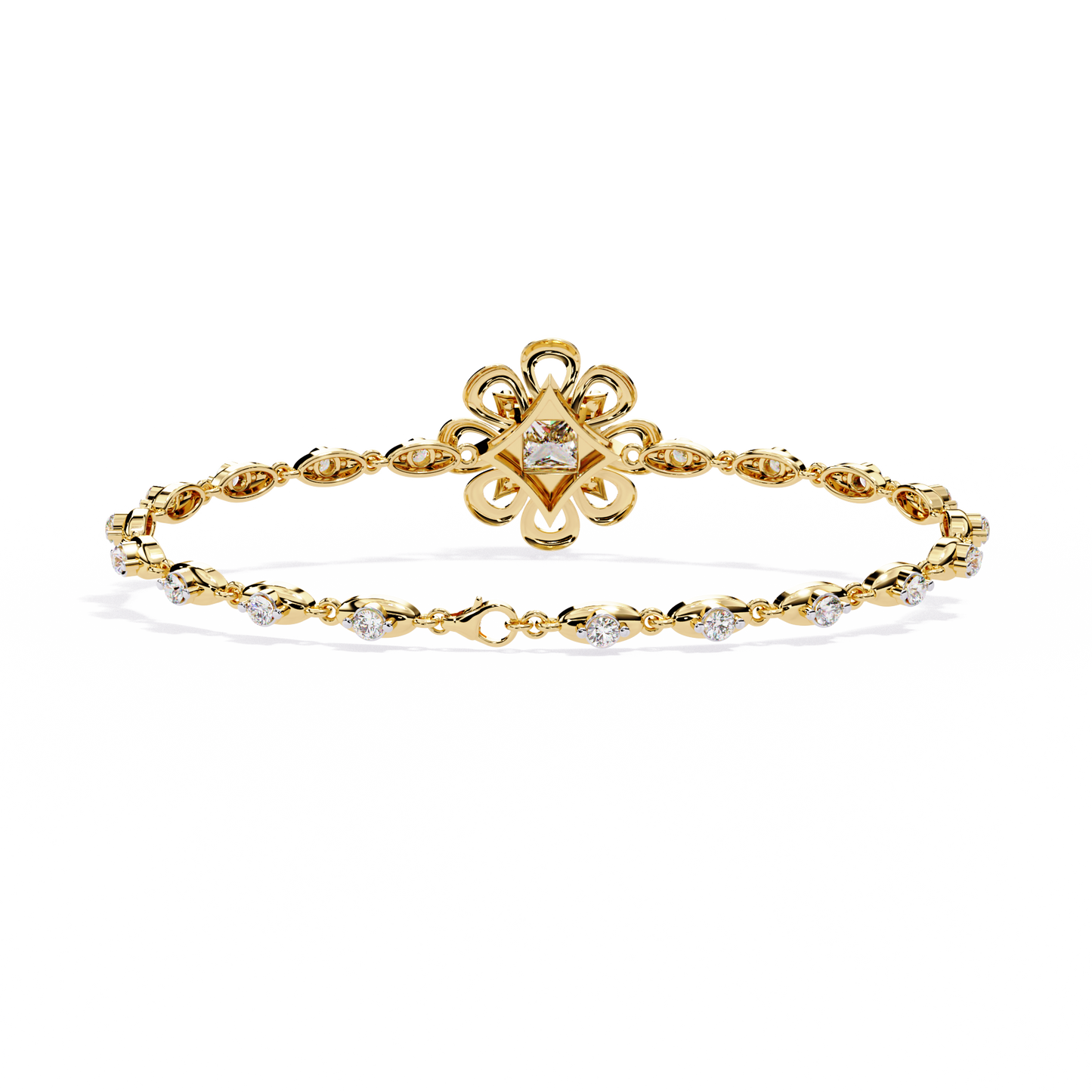 2.11Ct Princess And Round Cut Antique Classic Flower Shape Women Diamond Tennis Bracelet Annivrasry Gift For Her - HIGHCARAT DIAMONDS