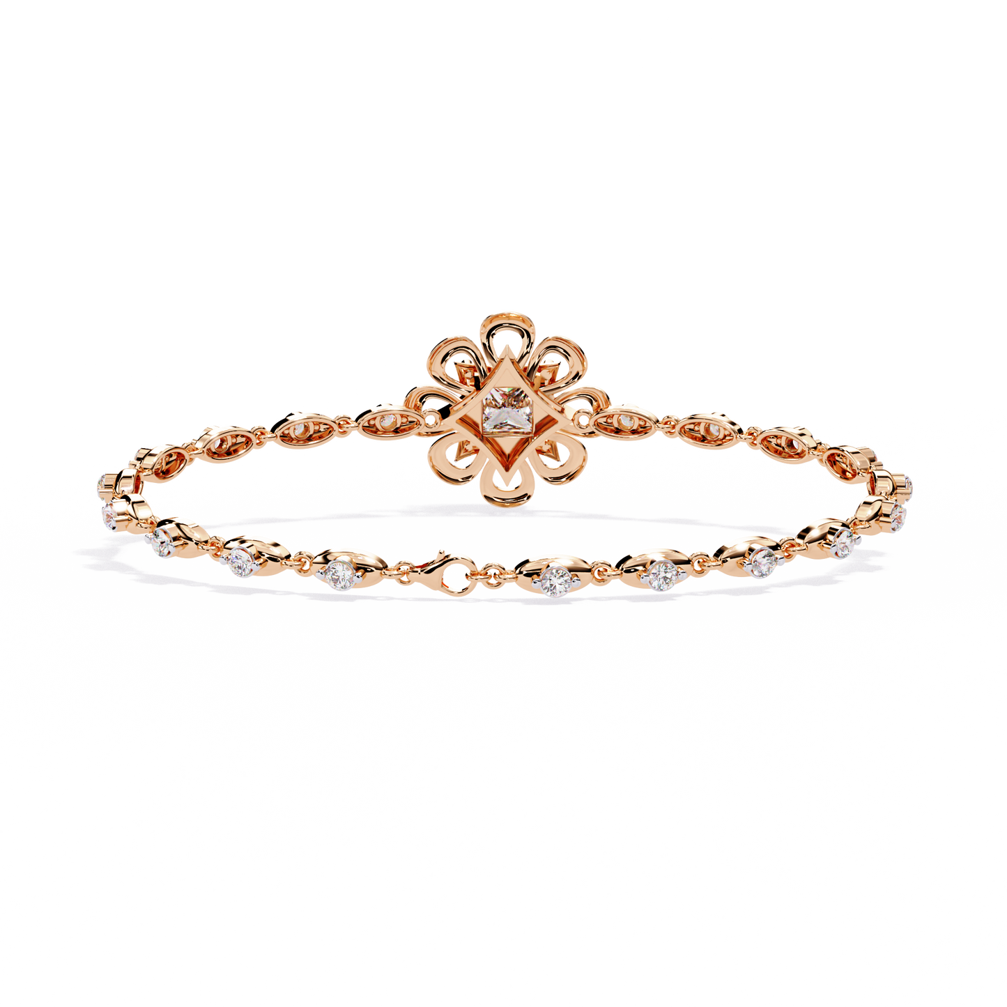 2.11Ct Princess And Round Cut Antique Classic Flower Shape Women Diamond Tennis Bracelet Annivrasry Gift For Her - HIGHCARAT DIAMONDS