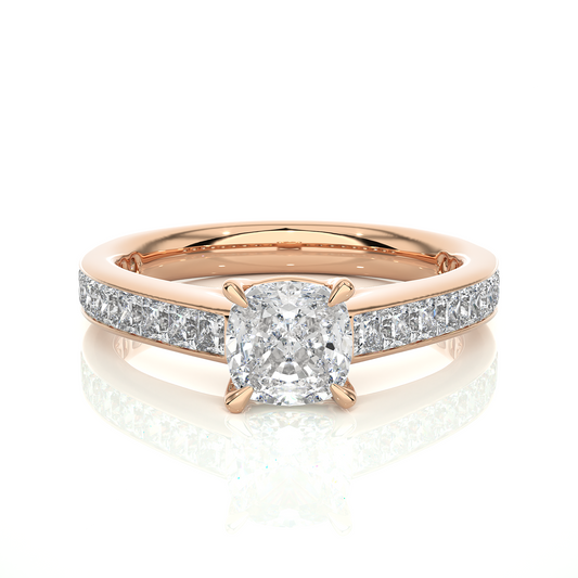 2.12 CT Cushion & Round Cut Lab Grown Diamond Accent Stone in 14k Gold Perfect Gift for Anyone Diamond Ring - HIGHCARAT DIAMONDS