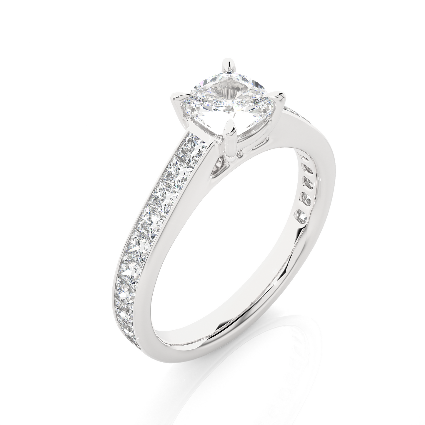 2.12 CT Cushion & Round Cut Lab Grown Diamond Accent Stone in 14k Gold Perfect Gift for Anyone Diamond Ring