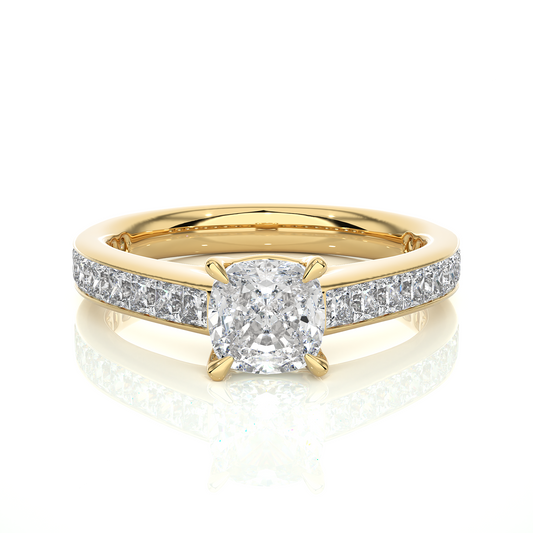 2.12 CT Cushion & Round Cut Lab Grown Diamond Accent Stone in 14k Gold Perfect Gift for Anyone Diamond Ring - HIGHCARAT DIAMONDS