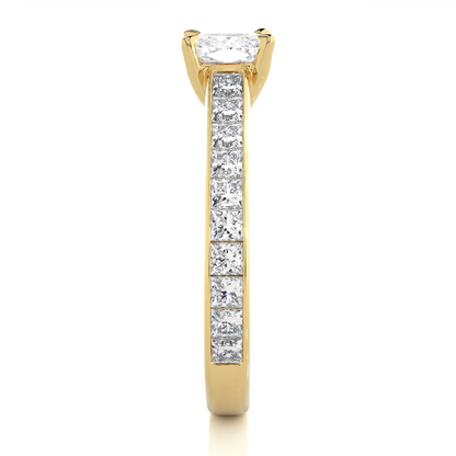 2.12 CT Cushion & Round Cut Lab Grown Diamond Accent Stone in 14k Gold Perfect Gift for Anyone Diamond Ring