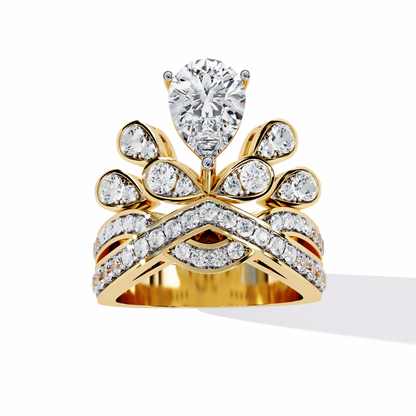 2.14Ct Pear And Round Cut Diamond Delicate Stunning Halo Vintage Sparkling Engagement Ring Special Day Gift For Her - HIGHCARAT DIAMONDS