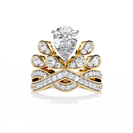 2.14Ct Pear And Round Cut Diamond Delicate Stunning Halo Vintage Sparkling Engagement Ring Special Day Gift For Her - HIGHCARAT DIAMONDS