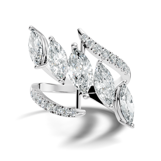 2.17Ct Round and Marquise Cut High Quality Diamond Antique Minimalist Statement Vintage Ring For Women's