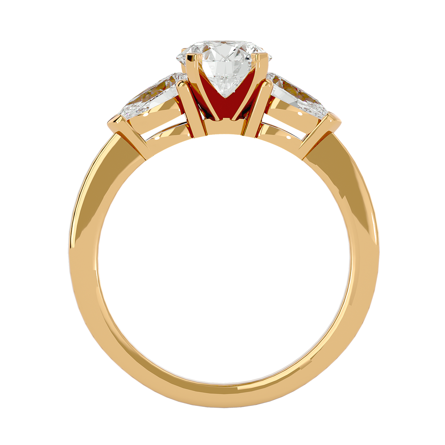 2.18 CT Round & Pear Cut Lab Grown Diamond Engagement  3 Stone 14k Solid White Gold Diamond Ring - HIGHCARAT DIAMONDS