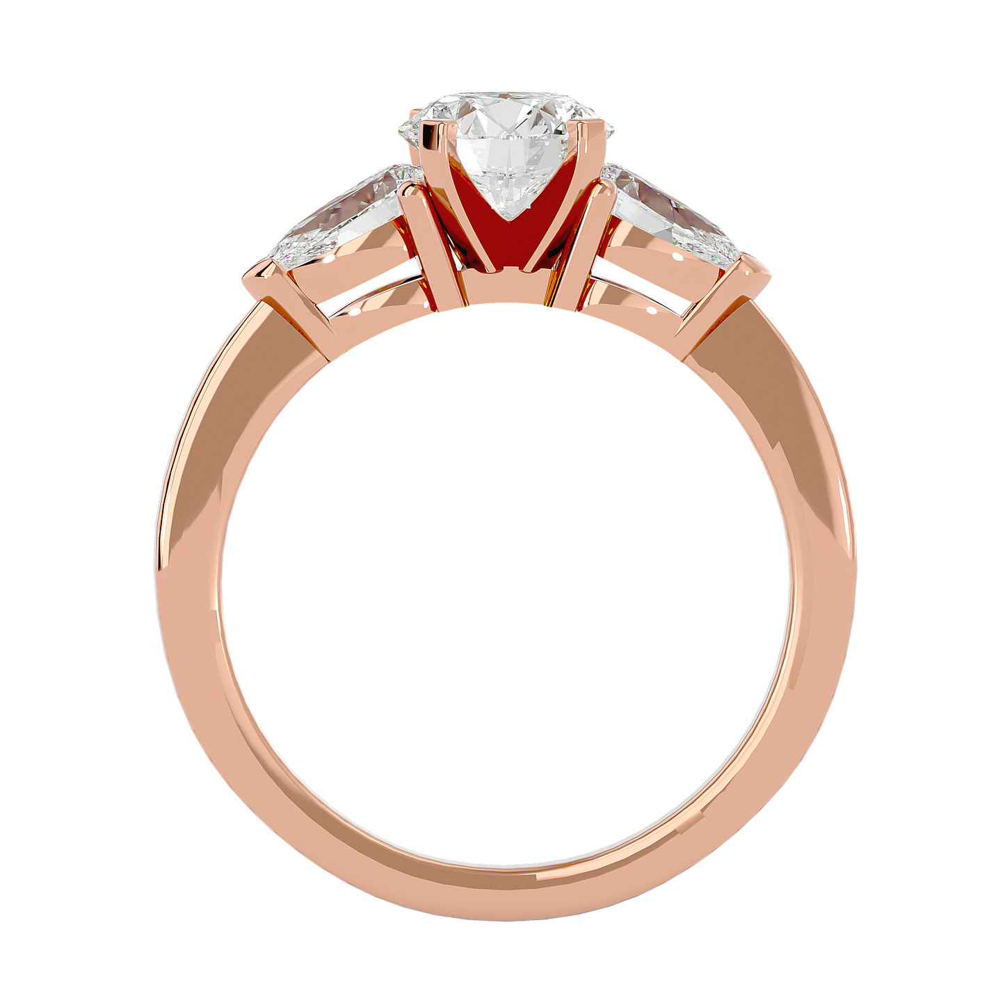 2.18 CT Round & Pear Cut Lab Grown Diamond Engagement  3 Stone 14k Solid White Gold Diamond Ring - HIGHCARAT DIAMONDS