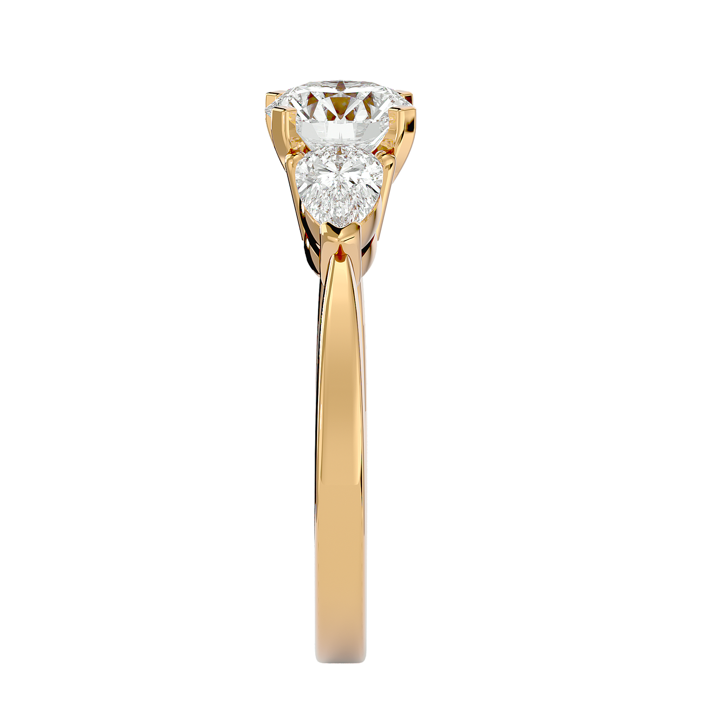2.18 CT Round & Pear Cut Lab Grown Diamond Engagement  3 Stone 14k Solid White Gold Diamond Ring - HIGHCARAT DIAMONDS