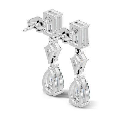 2.20 Ct Kite & Emerald Shape Lab Grown Diamond 14k Solid Gold Pear Drop Classic Studs Earrings