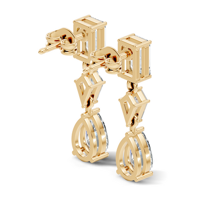 2.20 Ct Kite & Emerald Shape Lab Grown Diamond 14k Solid Gold Pear Drop Classic Studs Earrings