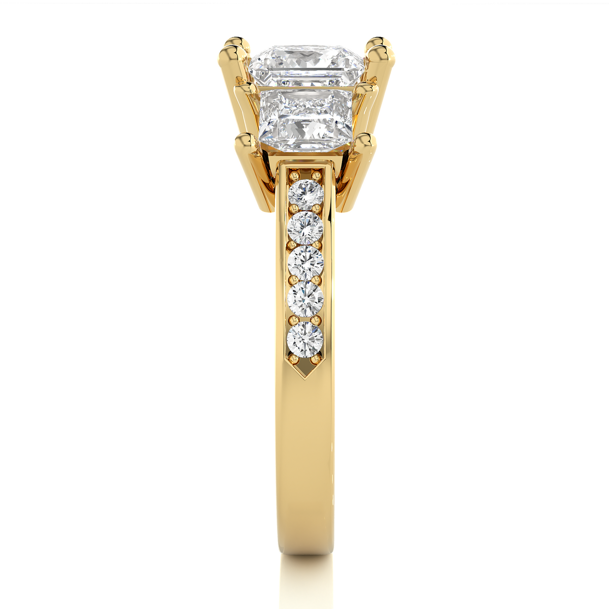 14K Solid Gold princess cut 2.20 Ct  Lab grown three stone Ring For Her - HIGHCARAT DIAMONDS