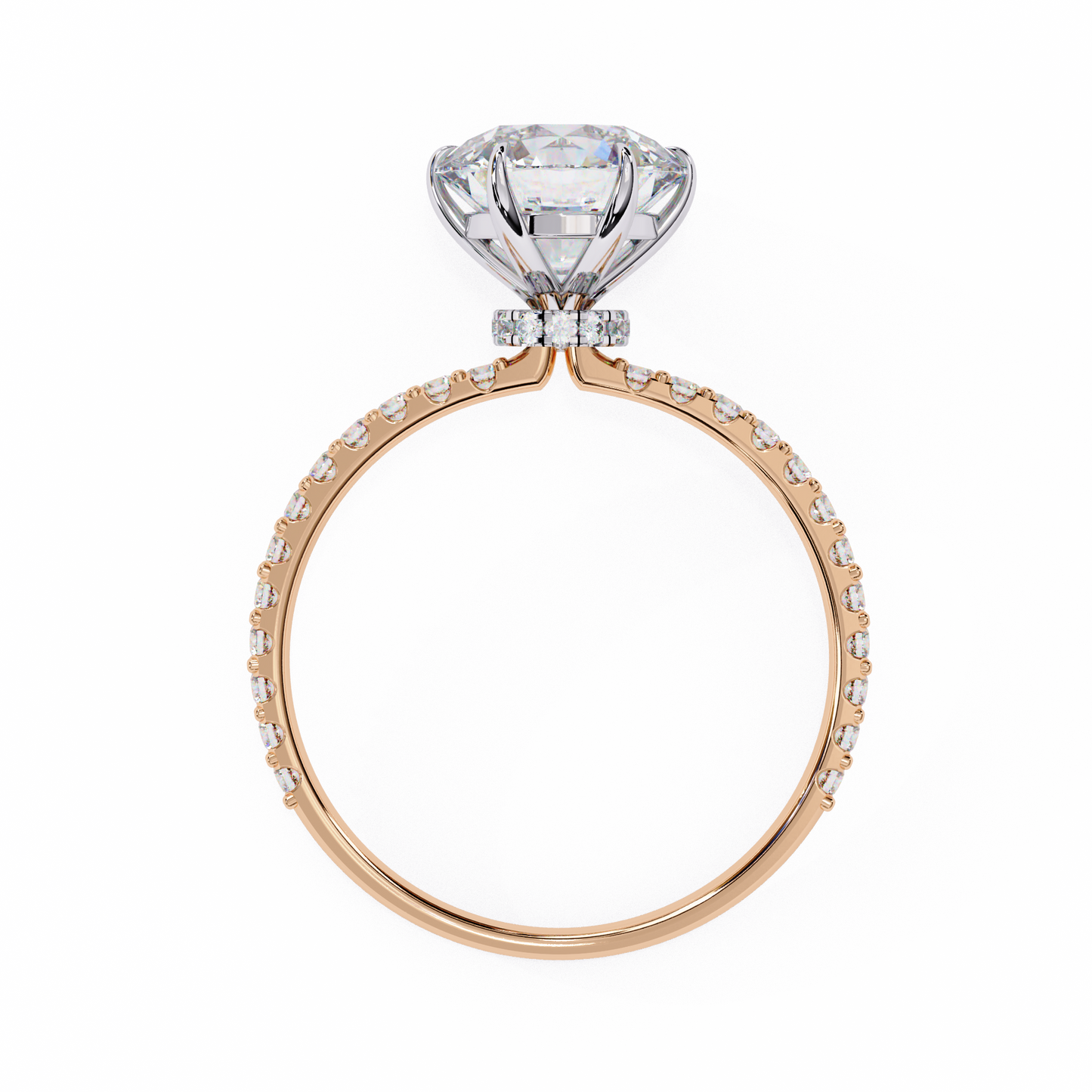 2.21 CT Round Cut Lab Grown  Diamond Hidden Halo Dainty Accented Women's Ring For Birthday Gift