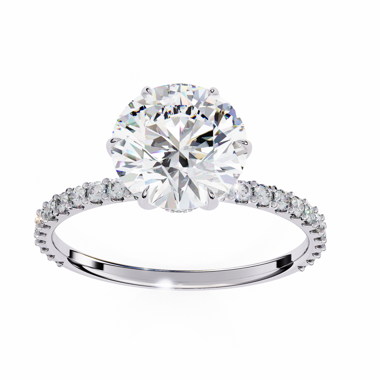 2.21 CT Round Cut Lab Grown  Diamond Hidden Halo Dainty Accented Women's Ring For Birthday Gift