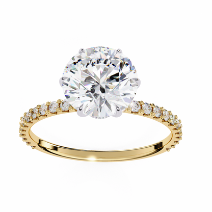 2.21 CT Round Cut Lab Grown  Diamond Hidden Halo Dainty Accented Women's Ring For Birthday Gift