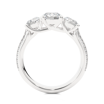 2.23 Carat Round Shape Lab grown Diamond Three Stone , Accented Ring For her - HIGHCARAT DIAMONDS