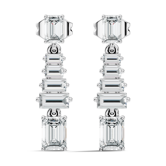 Women's 2.25 Ct Emerald Baguette Diamond Stud Earrings Classic Drop Design - HIGHCARAT DIAMONDS