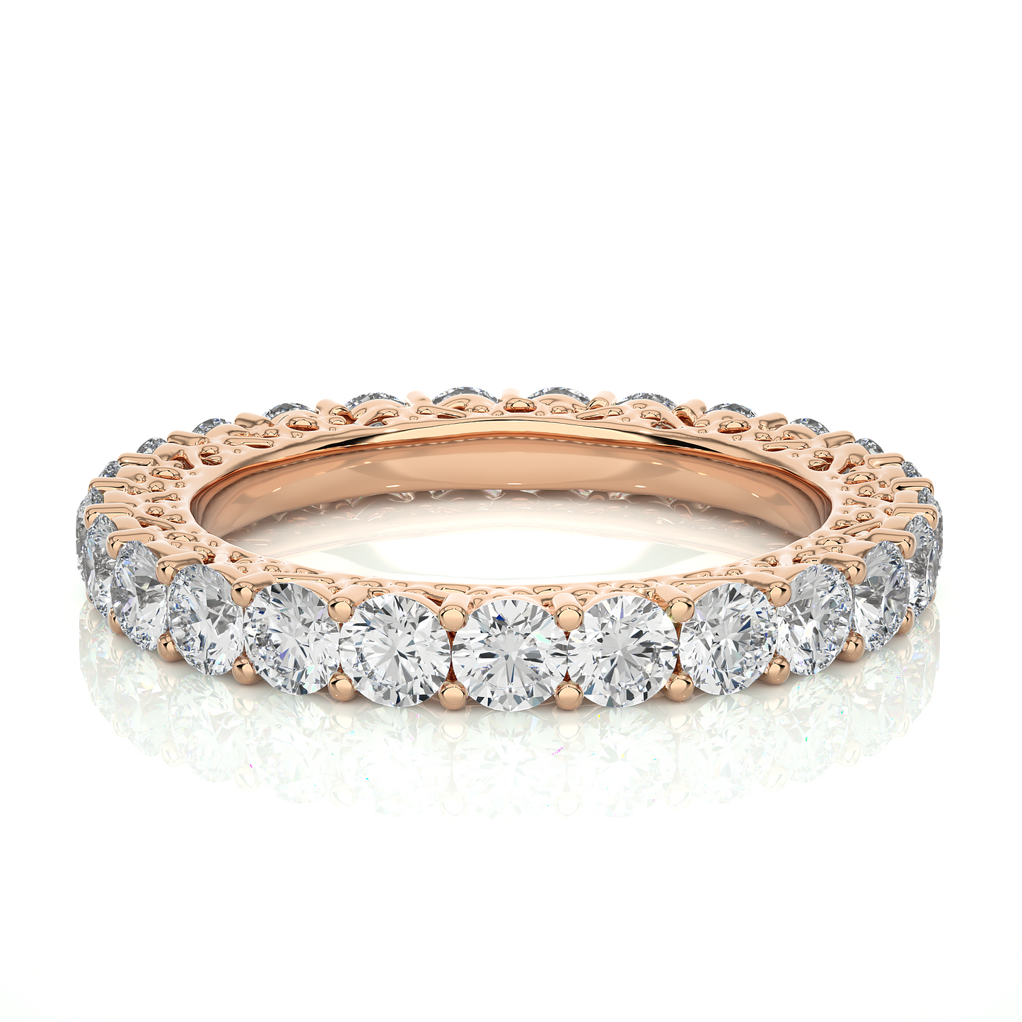 2.28 CT Round Brilliant Lab grown Diamond 14K Gold Wedding Band With Matching Eternity Band - HIGHCARAT DIAMONDS