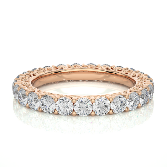 2.28 CT Round Brilliant Lab grown Diamond 14K Gold Wedding Band With Matching Eternity Band - HIGHCARAT DIAMONDS