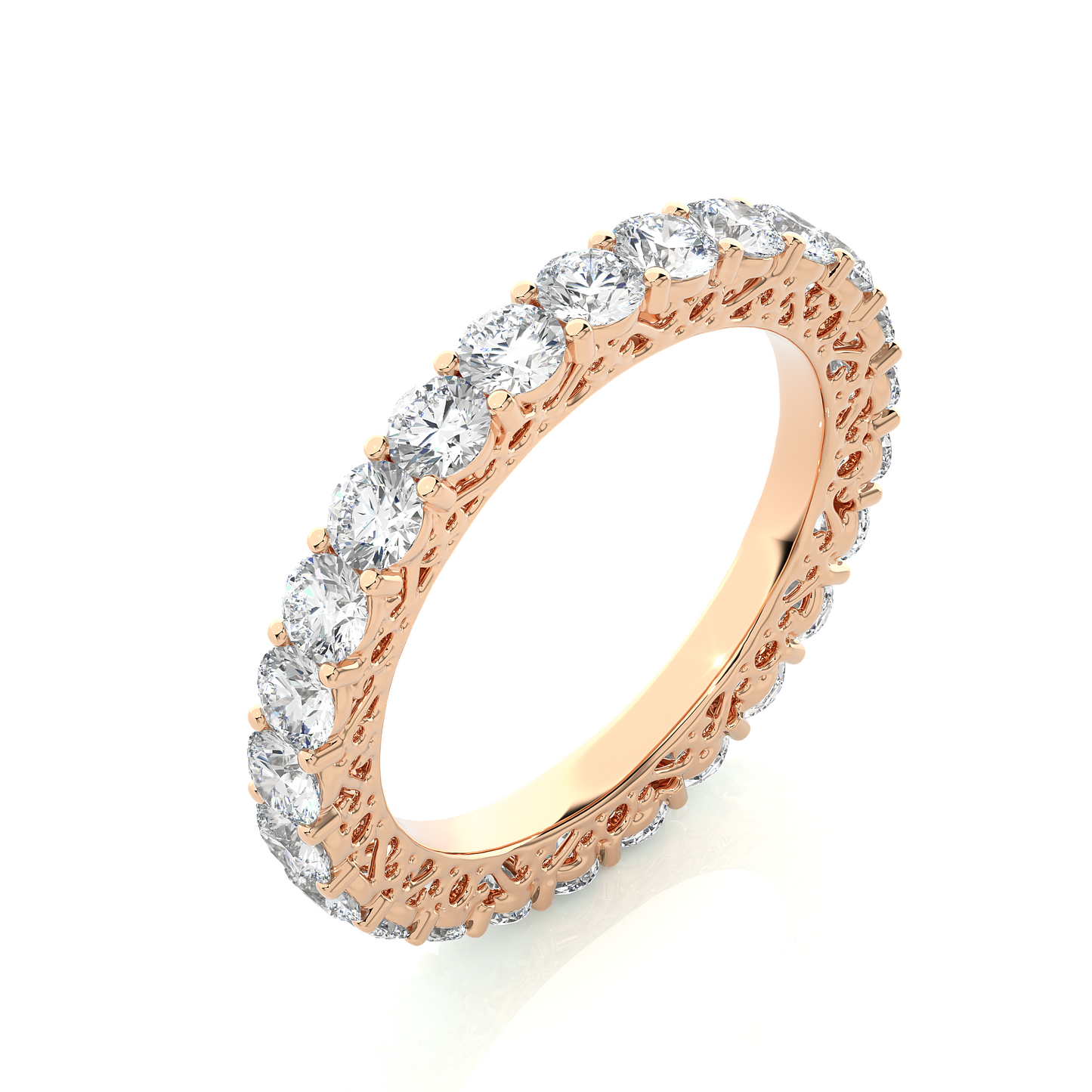 2.28 CT Round Brilliant Lab grown Diamond 14K Gold Wedding Band With Matching Eternity Band - HIGHCARAT DIAMONDS