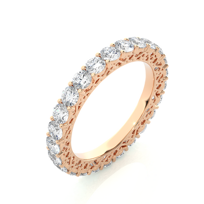 2.28 CT Round Brilliant Lab grown Diamond 14K Gold Wedding Band With Matching Eternity Band - HIGHCARAT DIAMONDS
