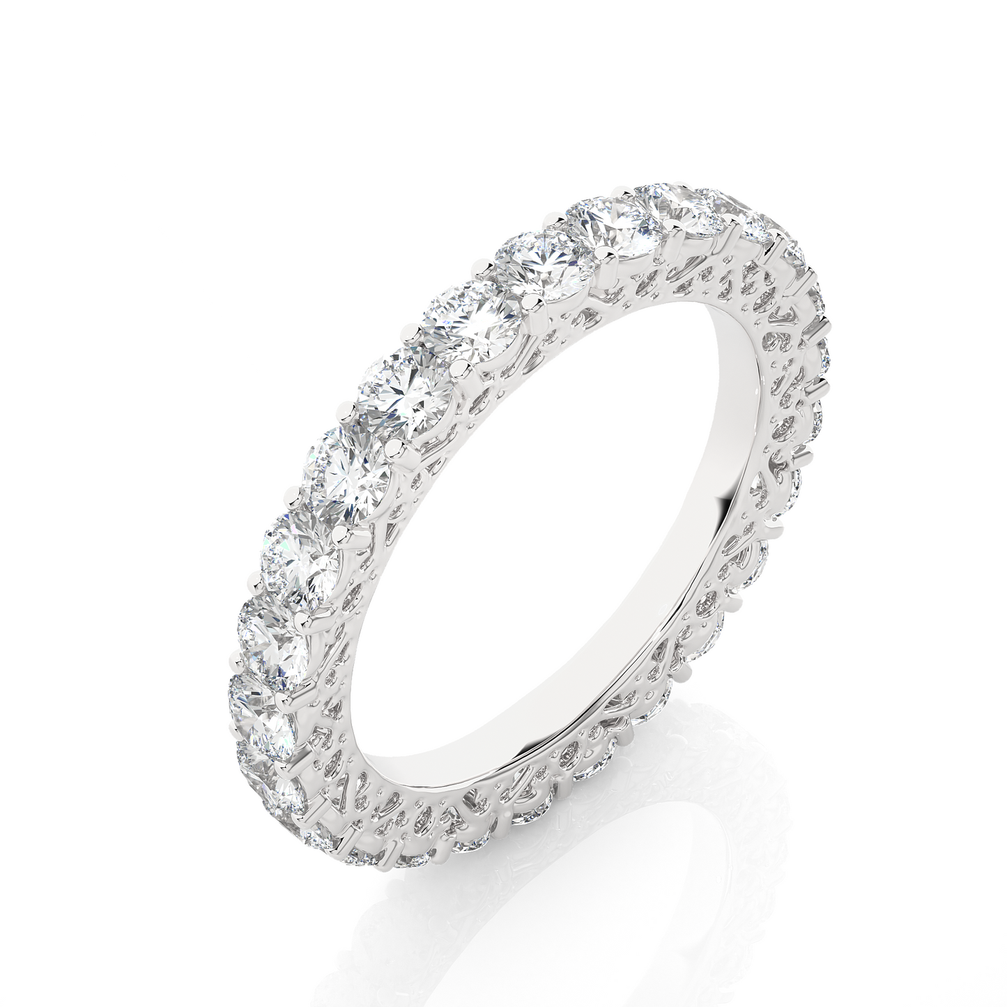 2.28 CT Round Brilliant Lab grown Diamond 14K Gold Wedding Band With Matching Eternity Band - HIGHCARAT DIAMONDS