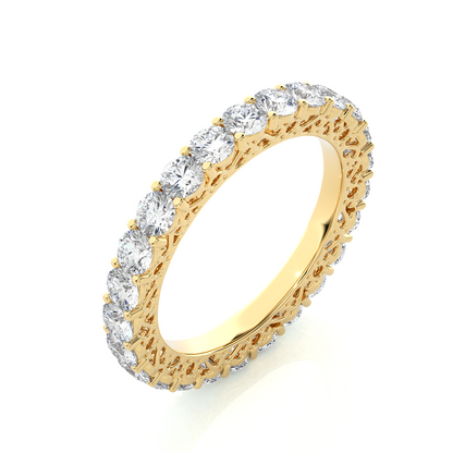 2.28 CT Round Brilliant Lab grown Diamond 14K Gold Wedding Band With Matching Eternity Band - HIGHCARAT DIAMONDS