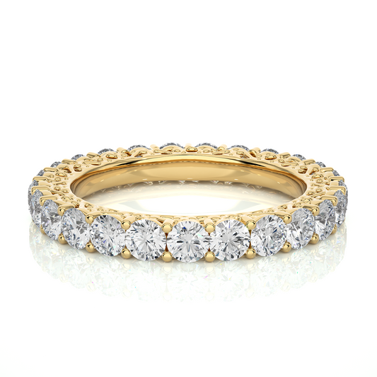2.28 CT Round Brilliant Lab grown Diamond 14K Gold Wedding Band With Matching Eternity Band - HIGHCARAT DIAMONDS