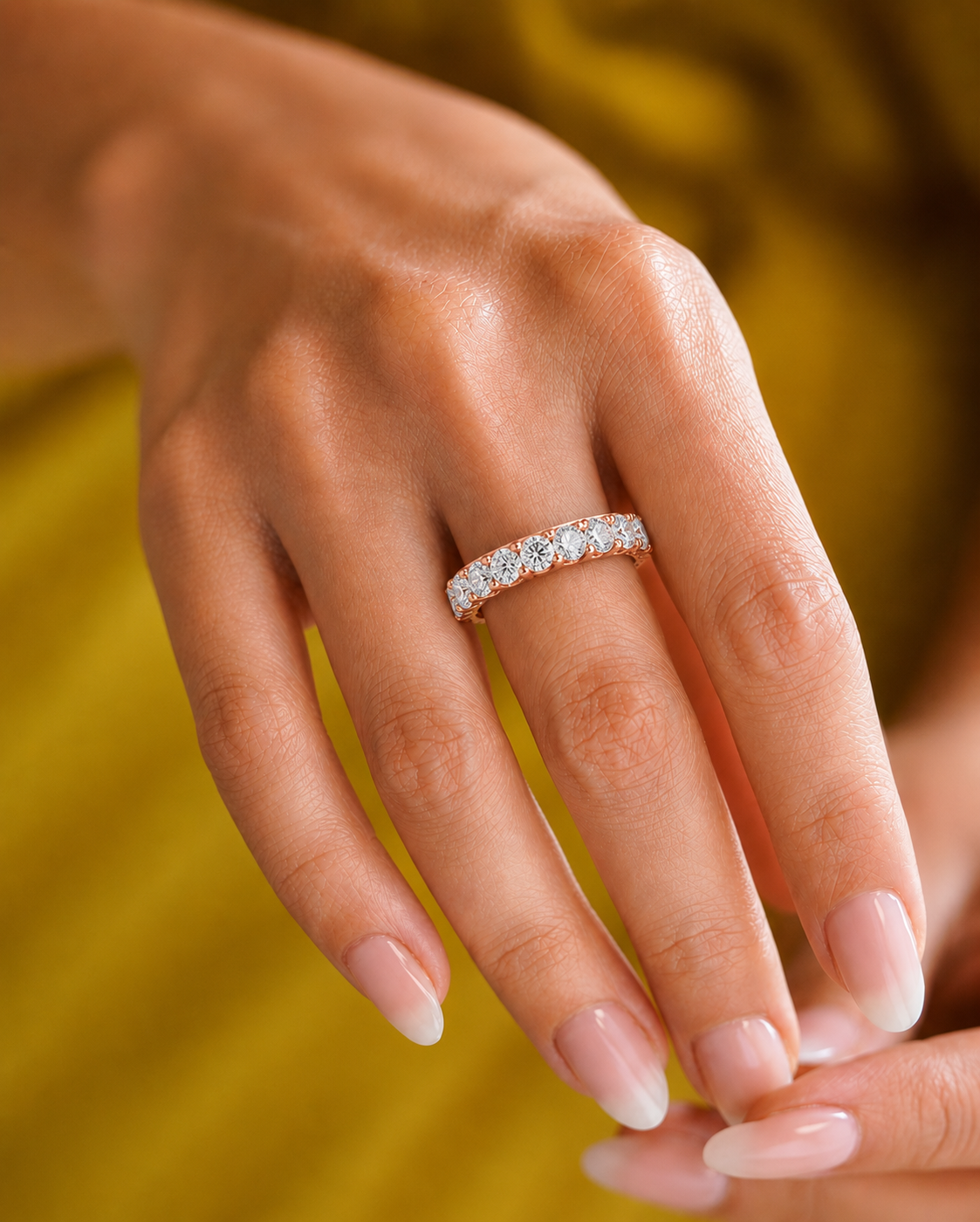 2.28 CT Round Brilliant Lab grown Diamond 14K Gold Wedding Band With Matching Eternity Band - HIGHCARAT DIAMONDS