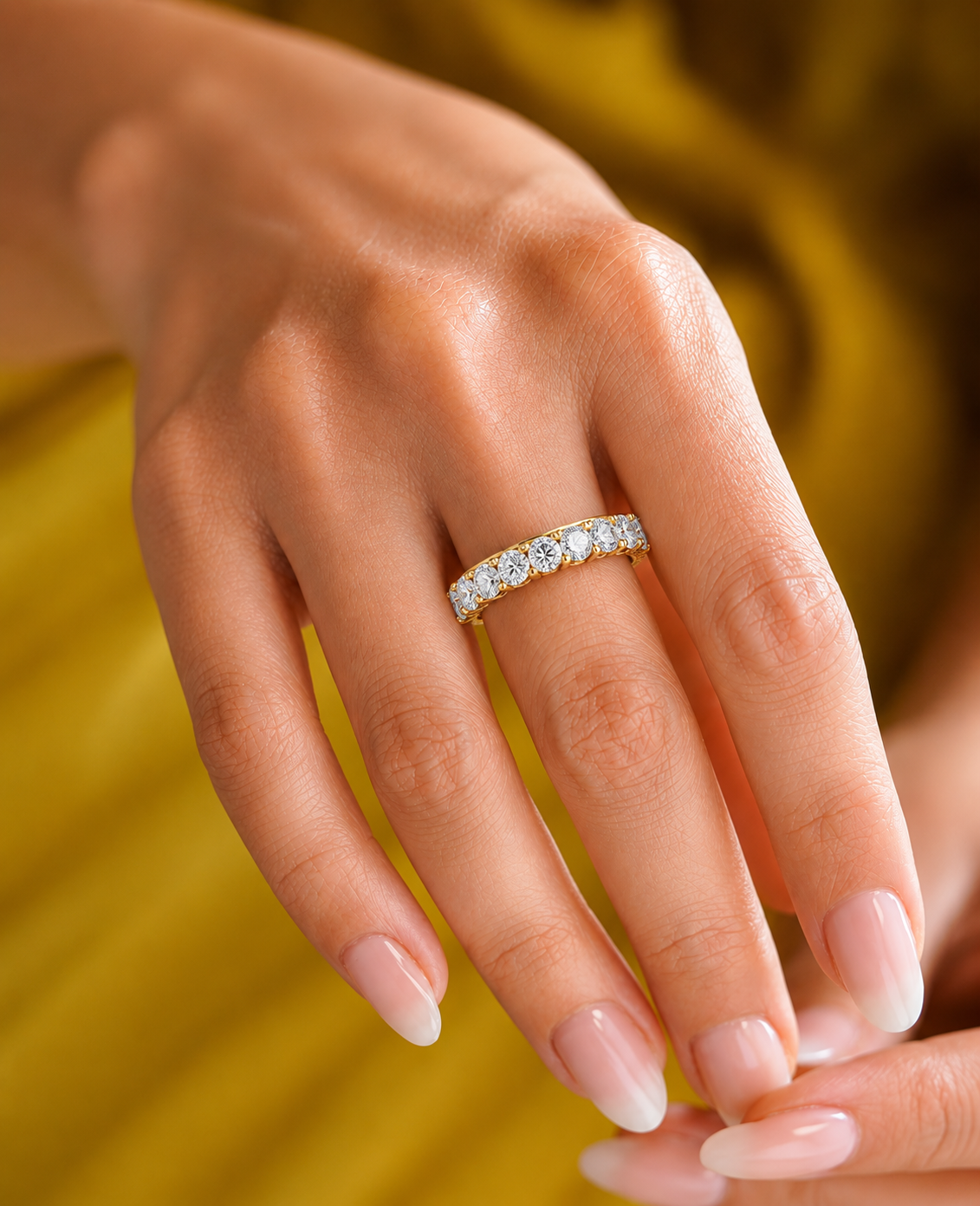 2.28 CT Round Brilliant Lab grown Diamond 14K Gold Wedding Band With Matching Eternity Band - HIGHCARAT DIAMONDS