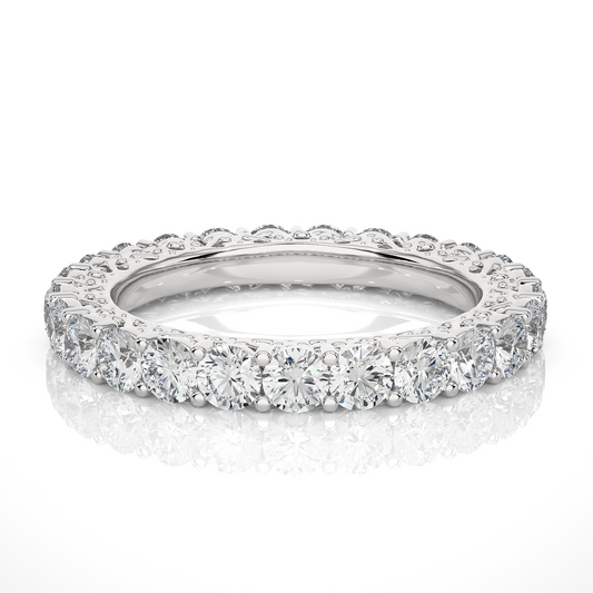 2.28 CT Round Brilliant Lab grown Diamond 14K Gold Wedding Band With Matching Eternity Band - HIGHCARAT DIAMONDS