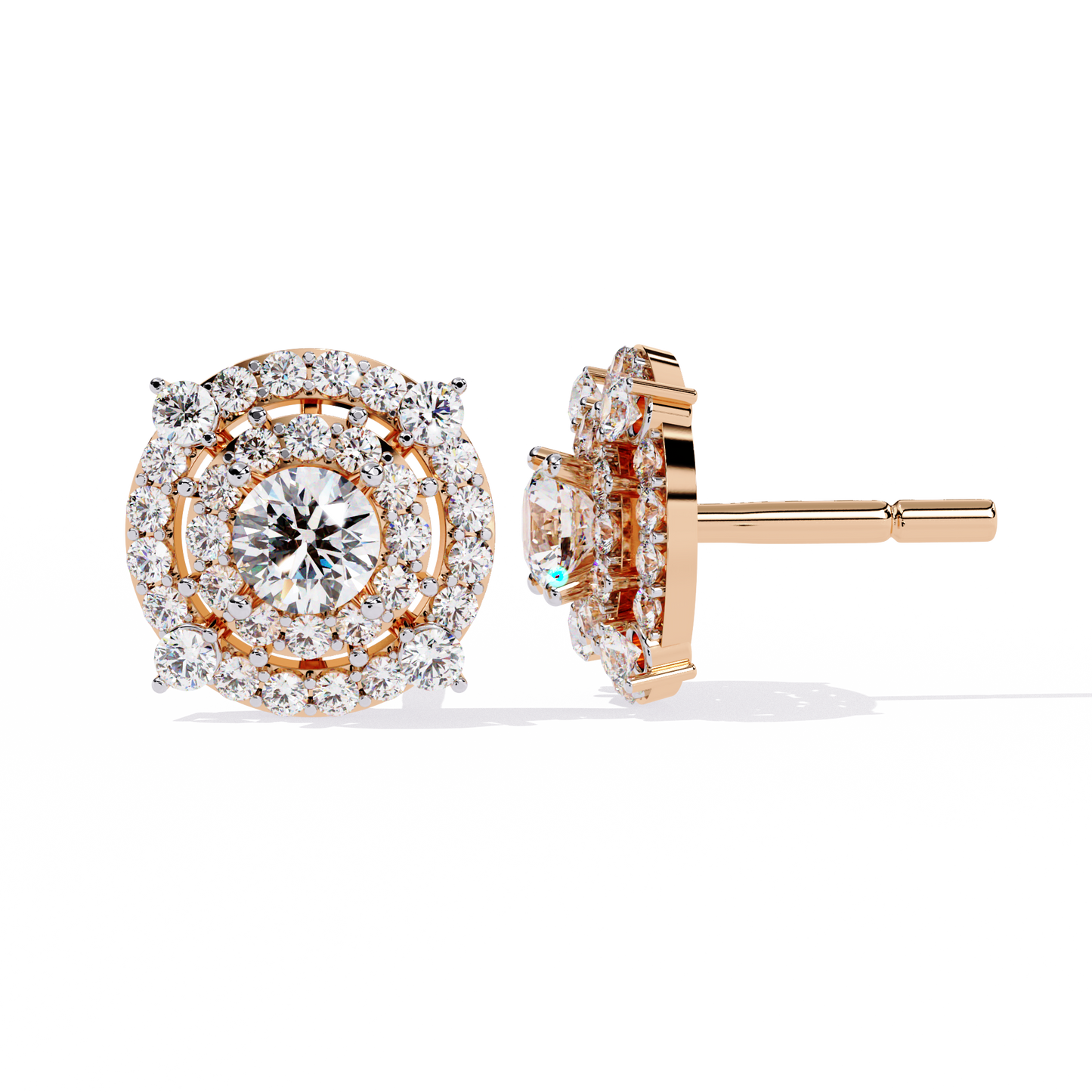 2.29 Ct Round Cut Lab Grown  Diamond Antique Cluster Prong Set Minimalist Daily Wear Stud Earring - HIGHCARAT DIAMONDS