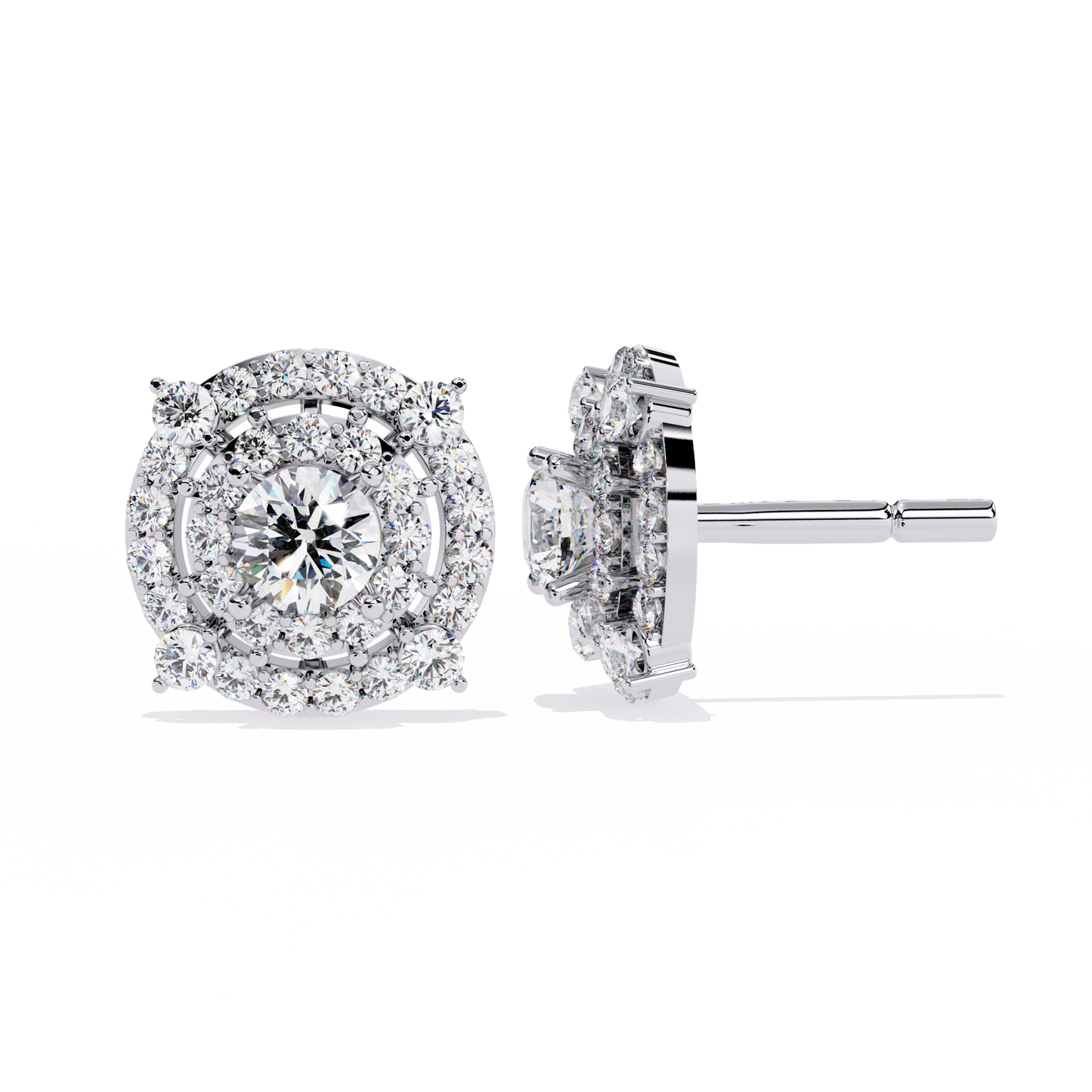 2.29 Ct Round Cut Lab Grown  Diamond Antique Cluster Prong Set Minimalist Daily Wear Stud Earring - HIGHCARAT DIAMONDS