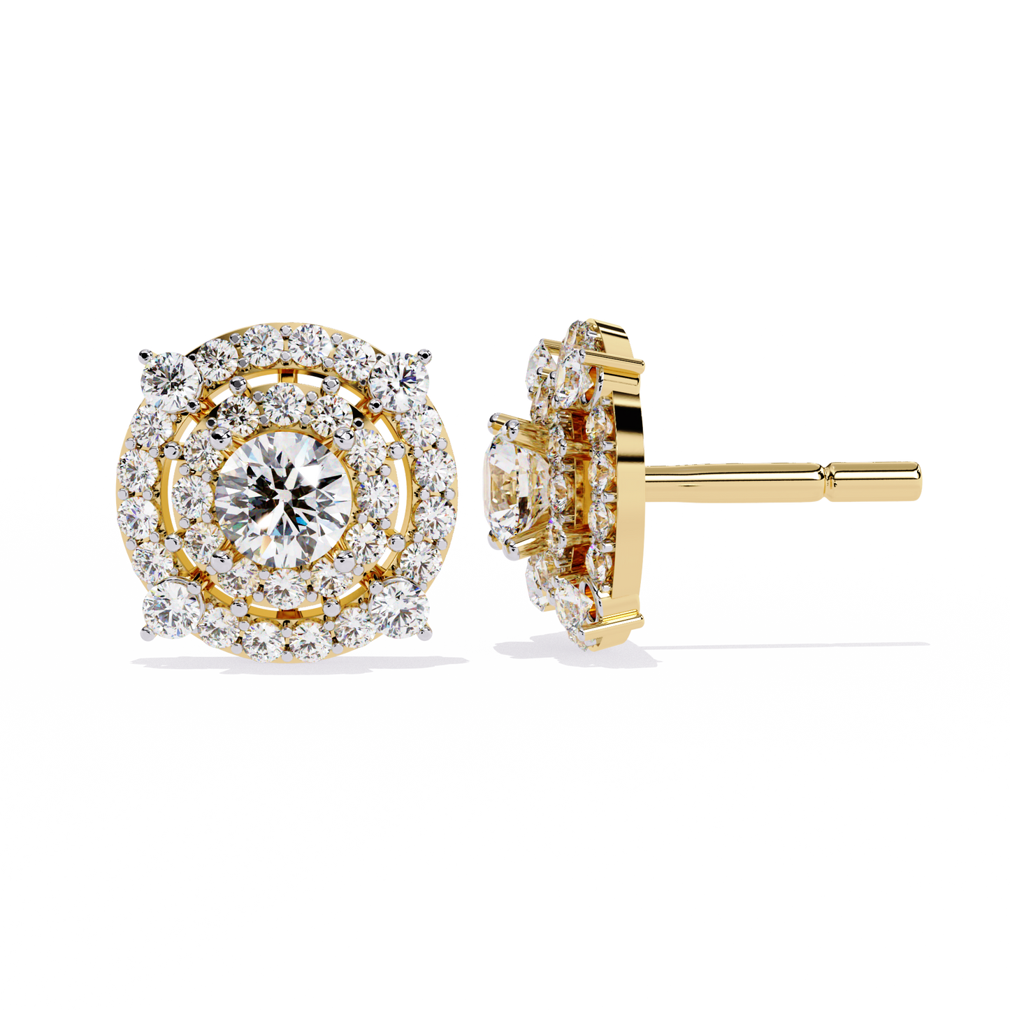 2.29 Ct Round Cut Lab Grown  Diamond Antique Cluster Prong Set Minimalist Daily Wear Stud Earring - HIGHCARAT DIAMONDS