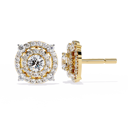 2.29 Ct Round Cut Lab Grown  Diamond Antique Cluster Prong Set Minimalist Daily Wear Stud Earring - HIGHCARAT DIAMONDS
