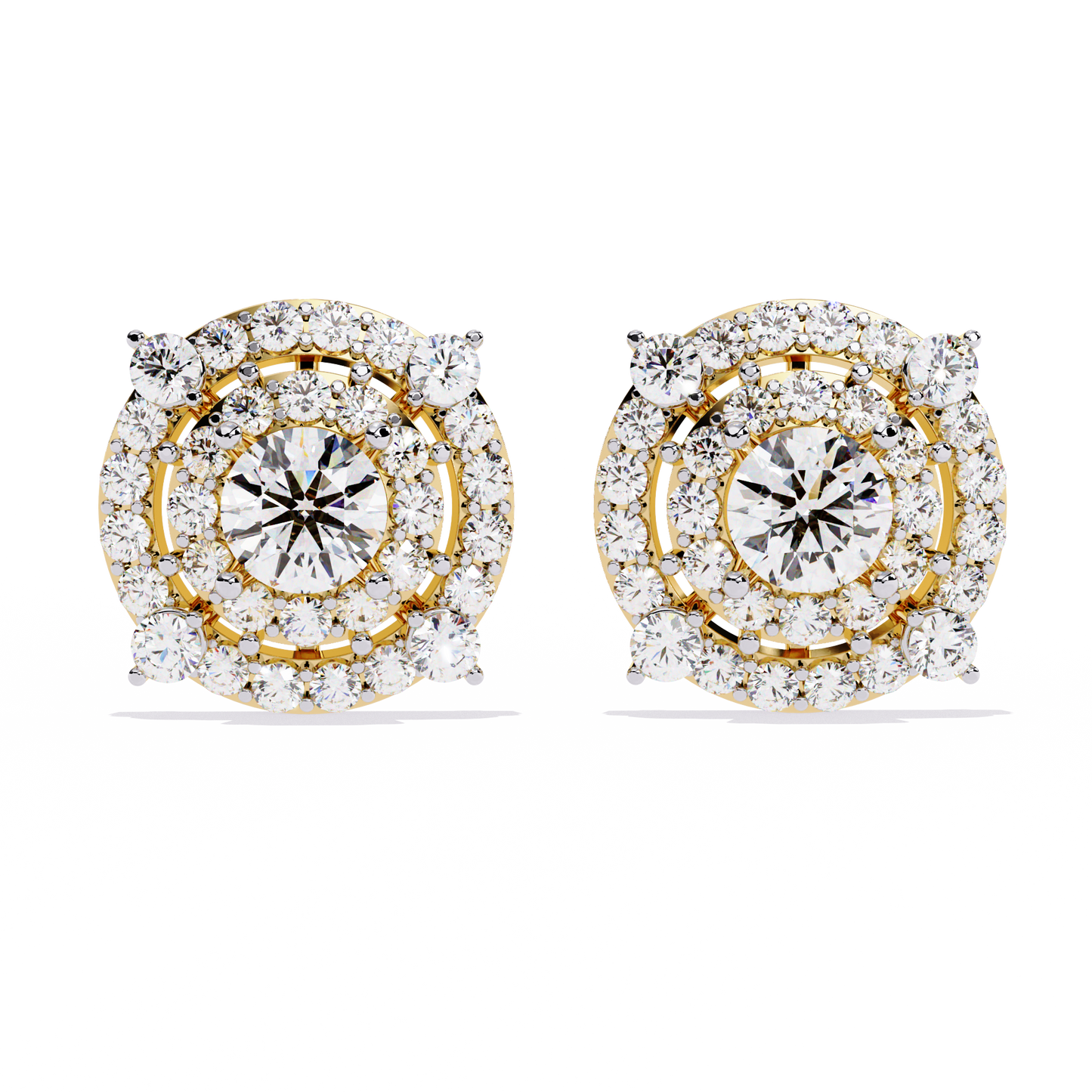 2.29 Ct Round Cut Lab Grown  Diamond Antique Cluster Prong Set Minimalist Daily Wear Stud Earring - HIGHCARAT DIAMONDS