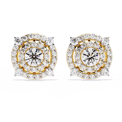 2.29 Ct Round Cut Lab Grown  Diamond Antique Cluster Prong Set Minimalist Daily Wear Stud Earring - HIGHCARAT DIAMONDS