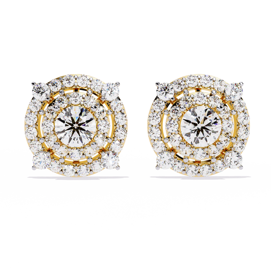 2.29 Ct Round Cut Lab Grown  Diamond Antique Cluster Prong Set Minimalist Daily Wear Stud Earring - HIGHCARAT DIAMONDS