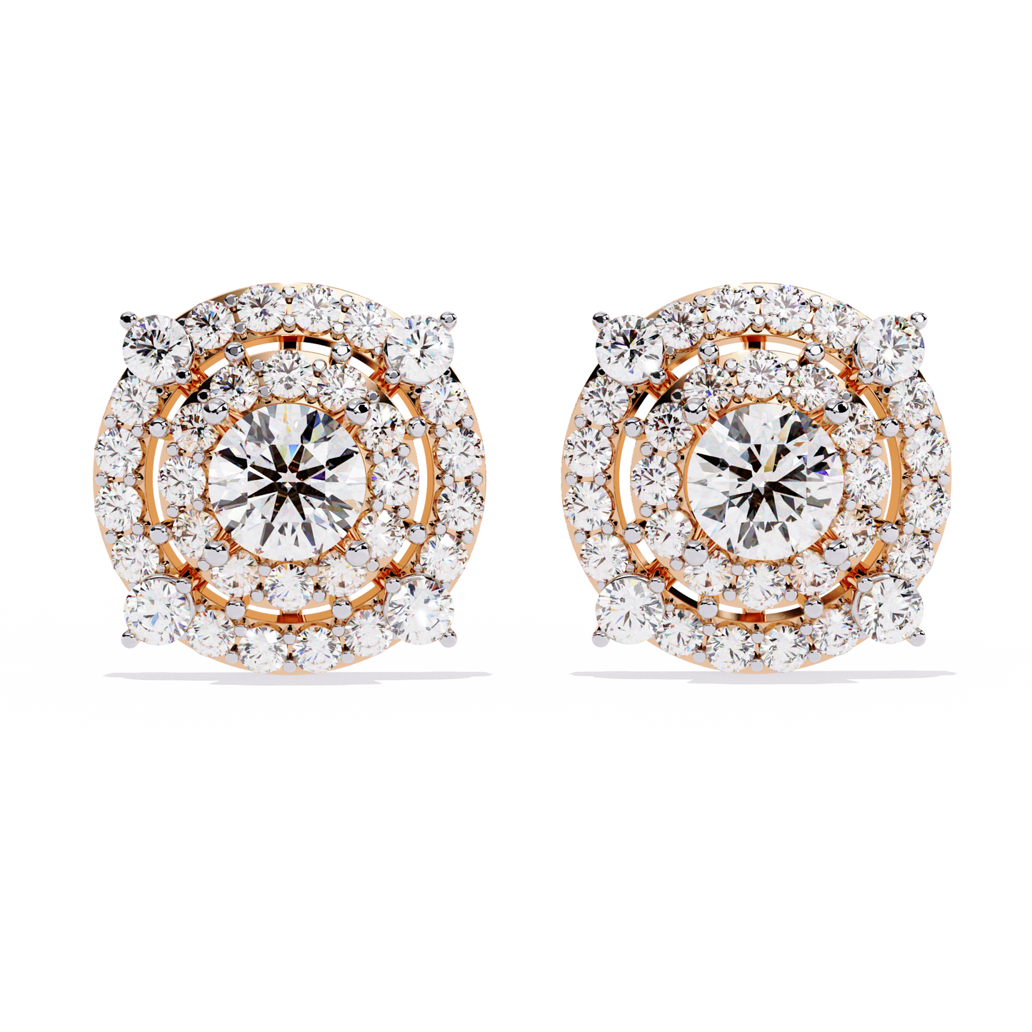 2.29 Ct Round Cut Lab Grown  Diamond Antique Cluster Prong Set Minimalist Daily Wear Stud Earring - HIGHCARAT DIAMONDS