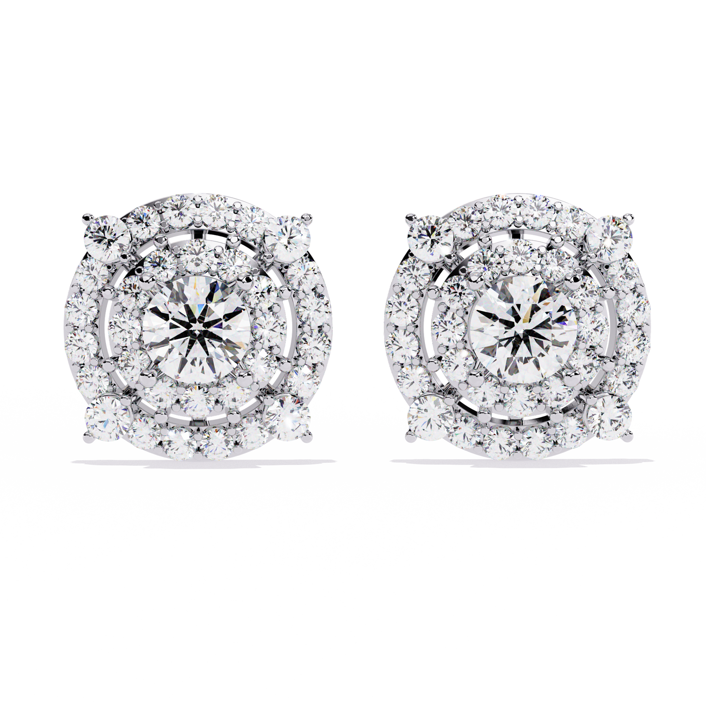 2.29 Ct Round Cut Lab Grown  Diamond Antique Cluster Prong Set Minimalist Daily Wear Stud Earring - HIGHCARAT DIAMONDS