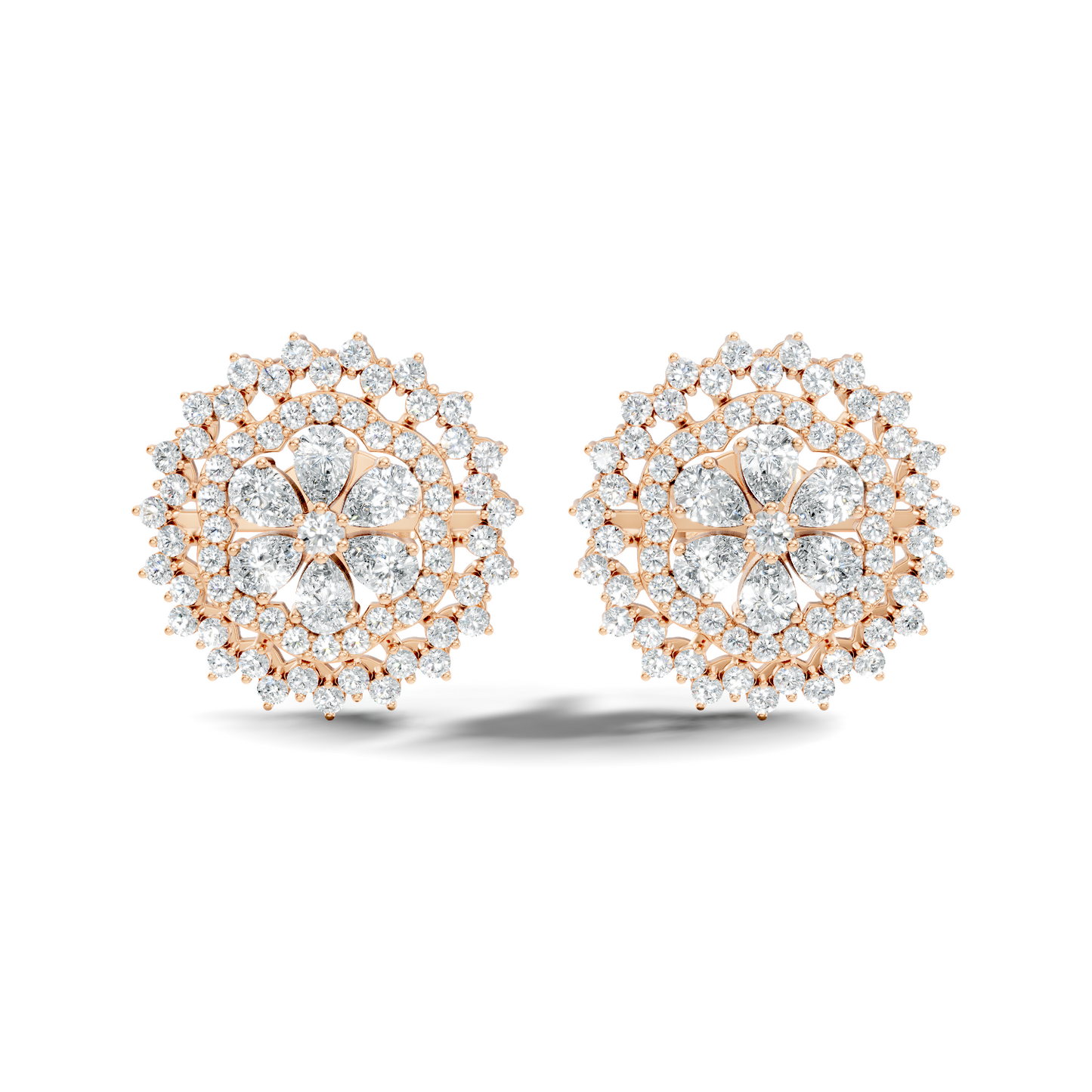 2.29 Ct Round & Pear Shape 14k Solid Gold Stunning Vintage Style Diamond Earrings For Daily Wear - HIGHCARAT DIAMONDS