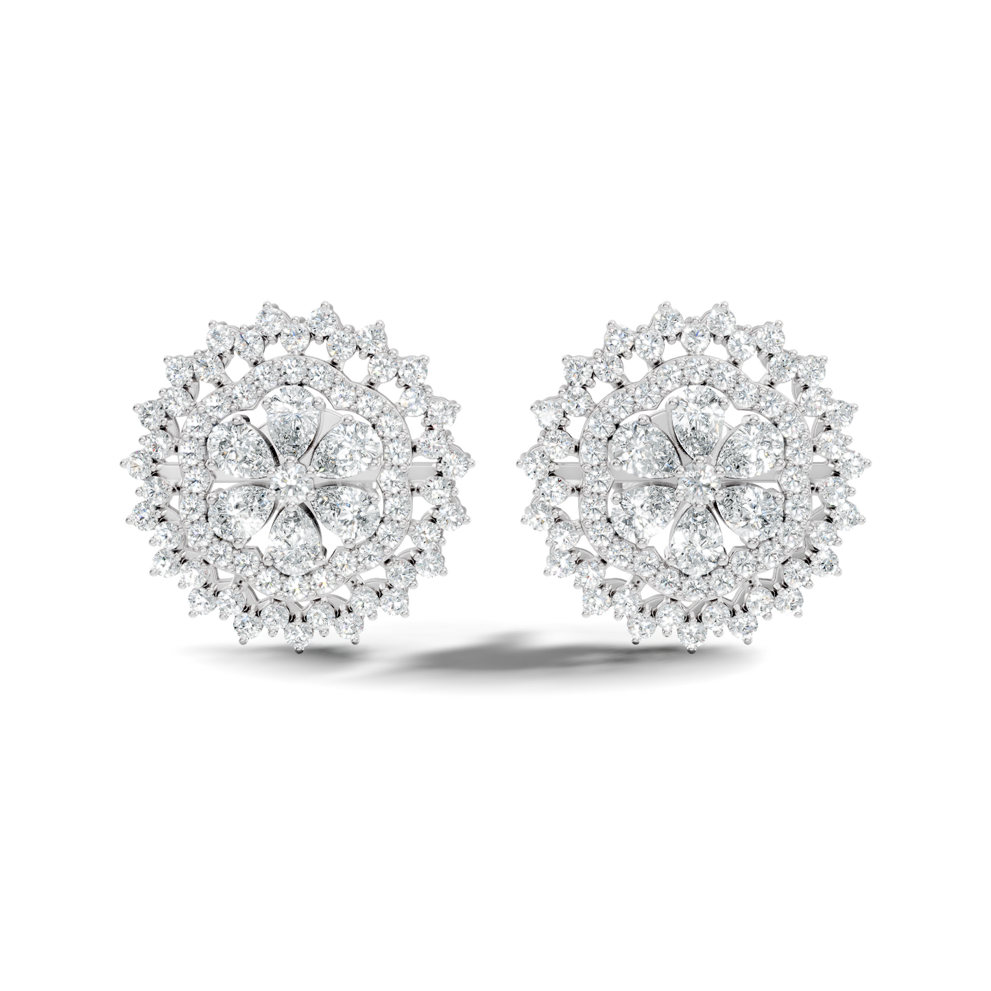 2.29 Ct Round & Pear Shape 14k Solid Gold Stunning Vintage Style Diamond Earrings For Daily Wear - HIGHCARAT DIAMONDS
