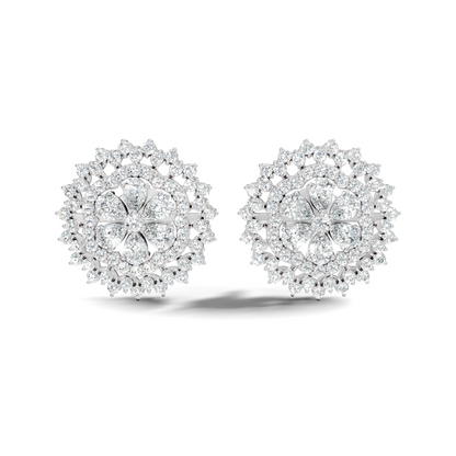 2.29 Ct Round & Pear Shape 14k Solid Gold Stunning Vintage Style Diamond Earrings For Daily Wear - HIGHCARAT DIAMONDS