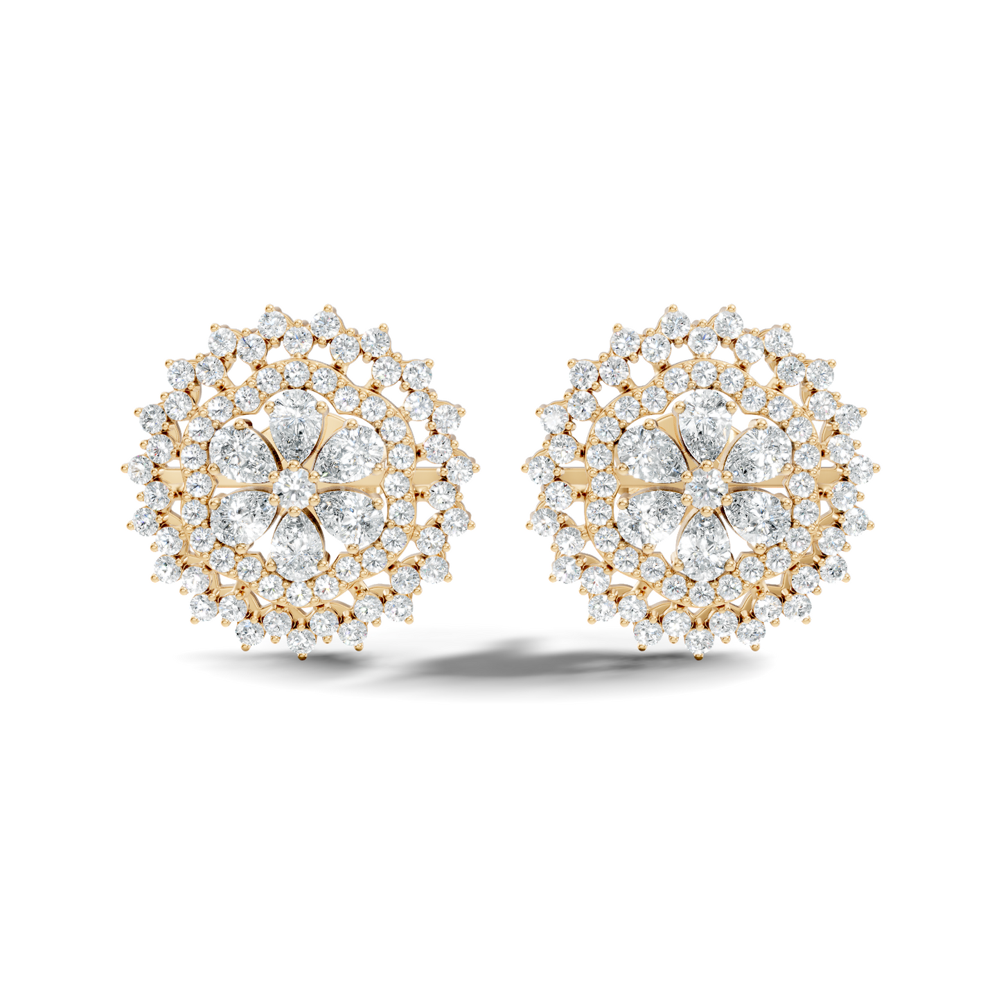 2.29 Ct Round & Pear Shape 14k Solid Gold Stunning Vintage Style Diamond Earrings For Daily Wear - HIGHCARAT DIAMONDS