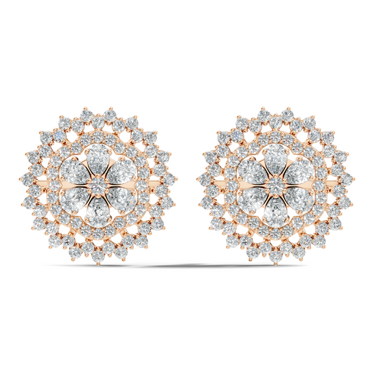2.29 Ct Round & Pear Shape 14k Solid Gold Stunning Vintage Style Diamond Earrings For Daily Wear - HIGHCARAT DIAMONDS