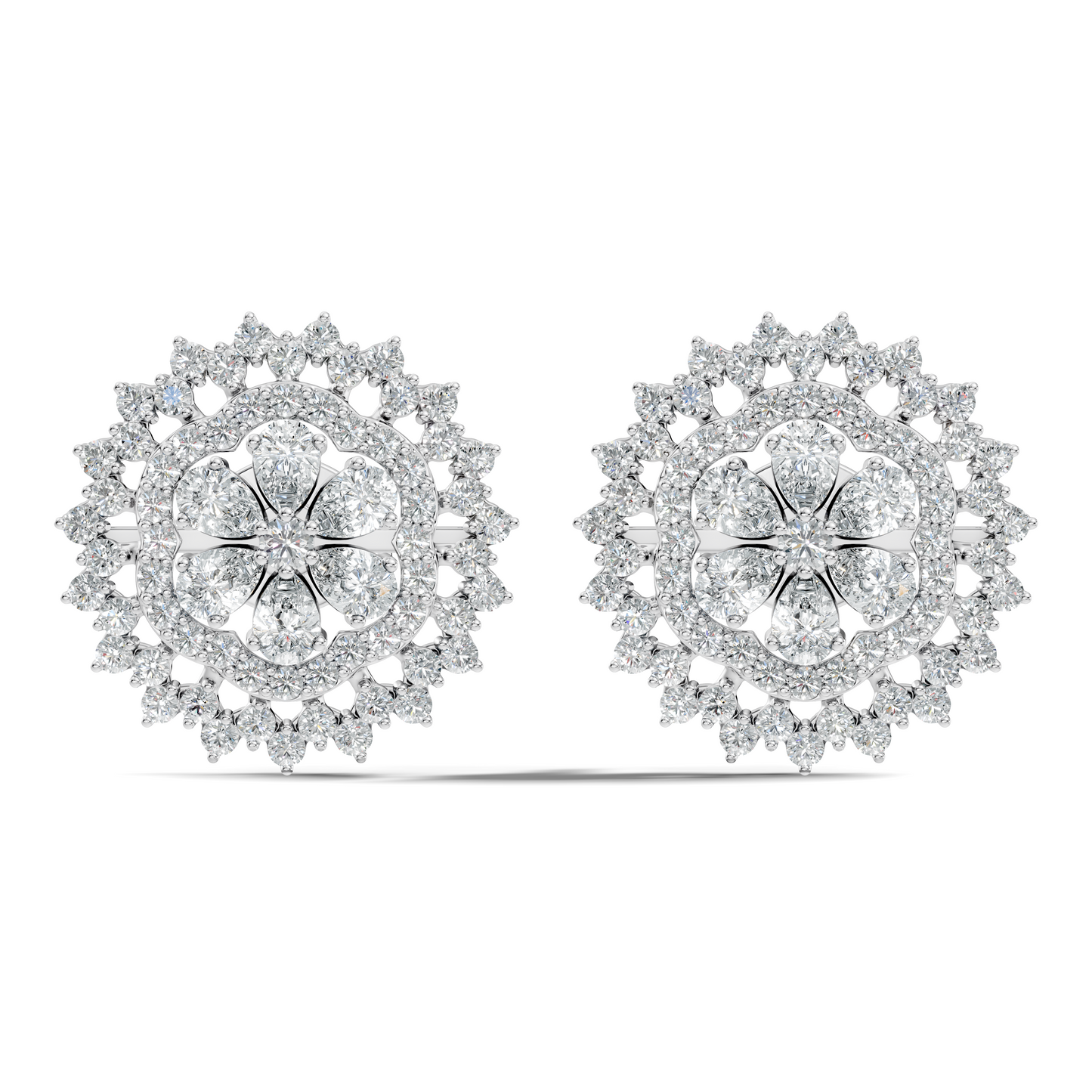 2.29 Ct Round & Pear Shape 14k Solid Gold Stunning Vintage Style Diamond Earrings For Daily Wear - HIGHCARAT DIAMONDS